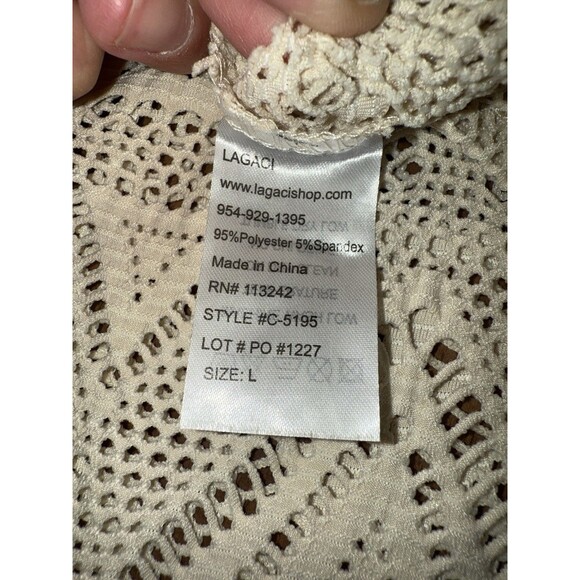 Lagaci Crochet Cover-Up Pants Large Cream Boho Swim Beachwear NWT MSRP $65 - Picture 6 of 8